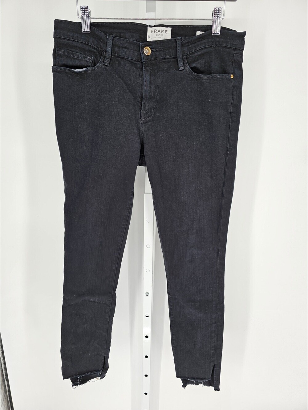 Frame Denim Womens Sz 31 Le Skinny de Jeanne Black Skinny Jeans Raw hem